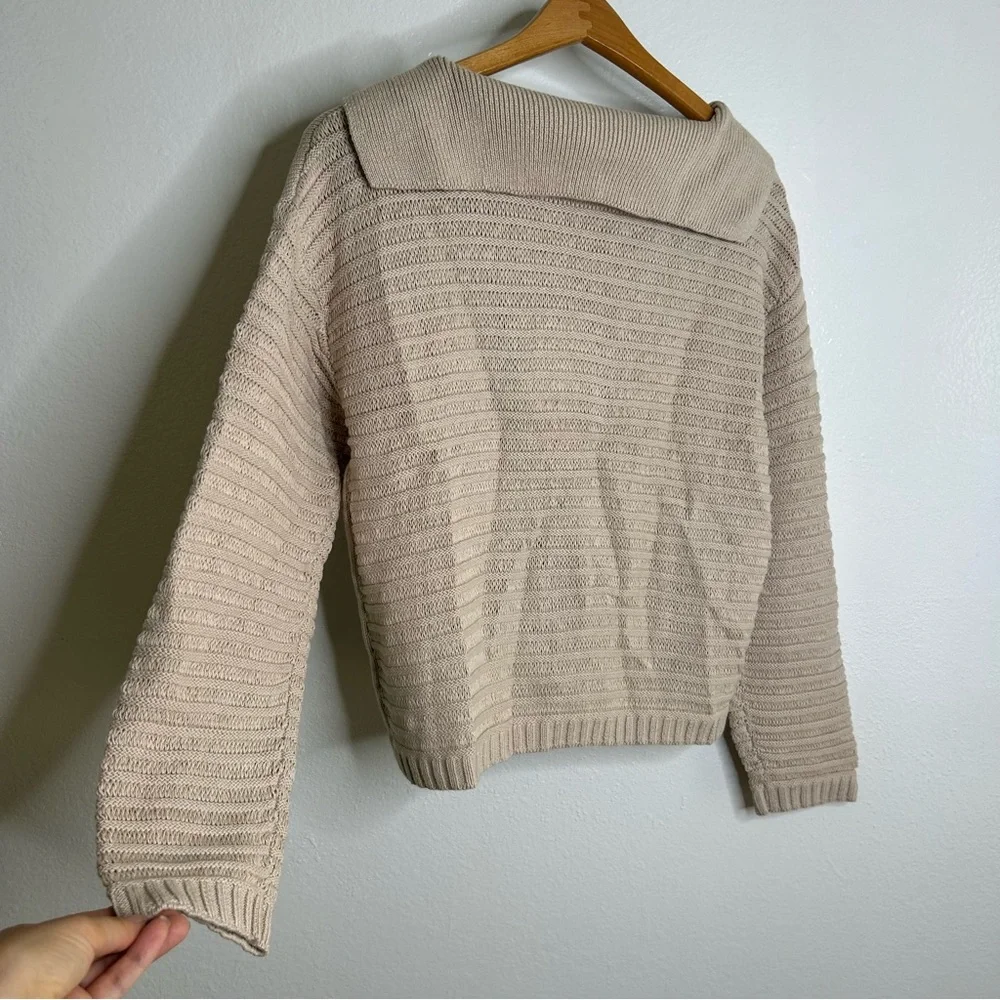 NWT 100% Cotton Tan Textured Pullover Sweater Stitches & Stripes Size XS